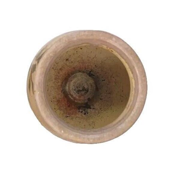 Bridget Hauser Signed Art Pottery Vase Pastels Pink Green Leaves Speckled 5"x 4" - Picture 9 of 13